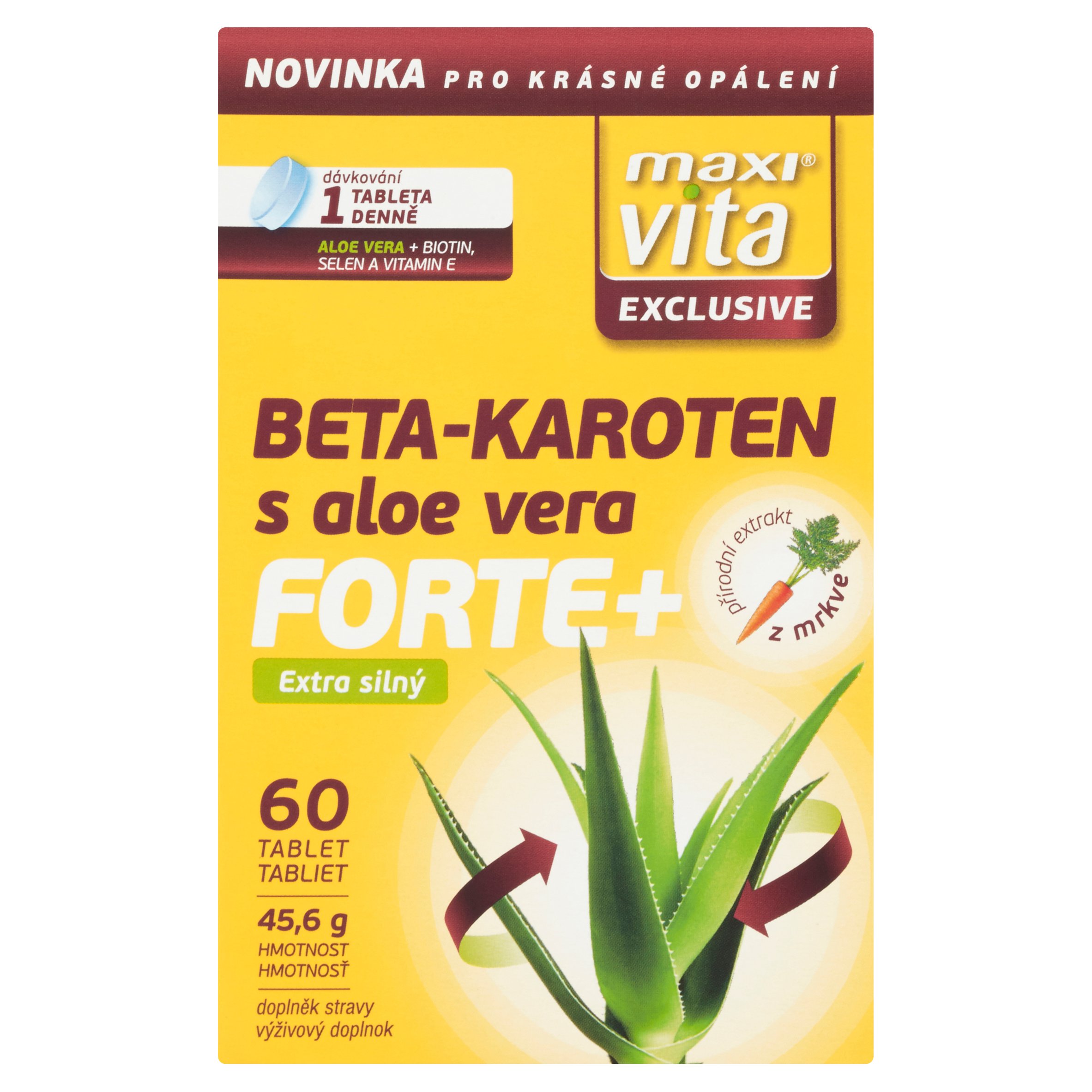 Doplněk stravy Beta-karoten s aloe vera Exclusive Forte+ MaxiVita