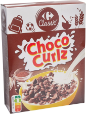 Cereálie polštářky Choco Curlz Classic Carrefour