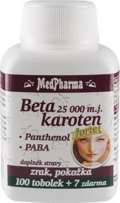 Doplněk stravy Betakaroten forte + Panthenol + PABA MedPharma