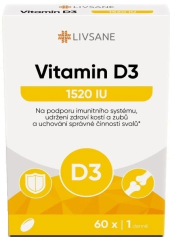 Doplněk stravy Tobolky Vitamin D3 1520 IU Livsane