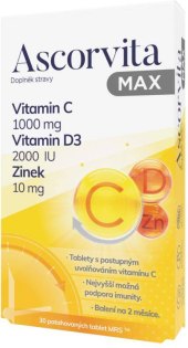 Doplněk stravy Vitamín C + D3 a zinek Ascorvita Max