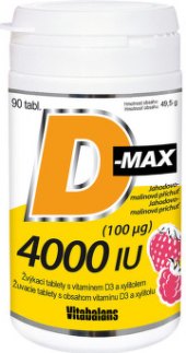 Doplněk stravy žvýkací tablety Vitamín D-Max 4000 IU Vitabalans