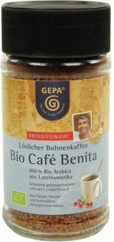 Instantní káva bez kofeinu Café Benita Bio Gepa