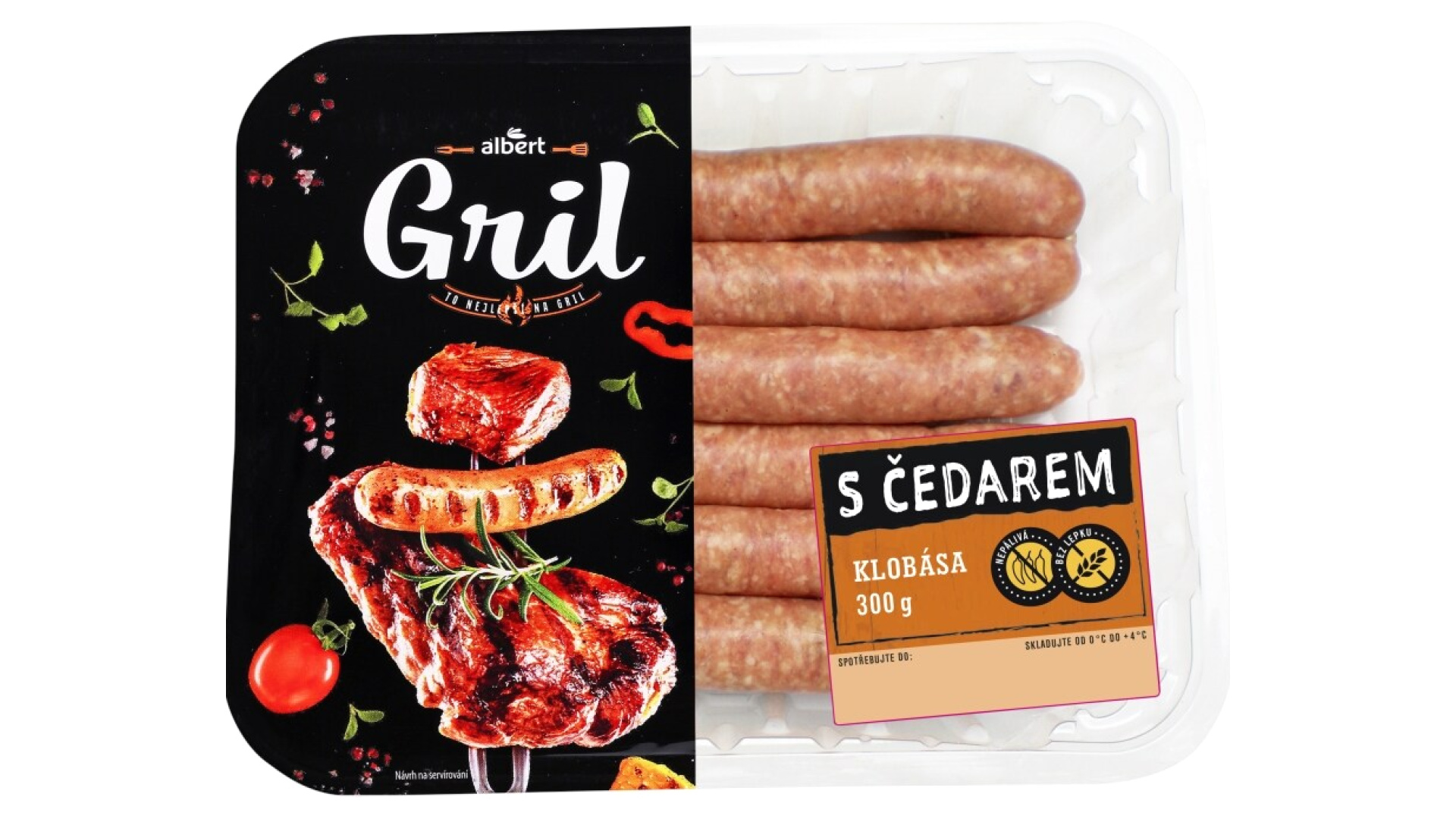 Klobása masová s čedarem Albert Gril v akci levně | Kupi.cz