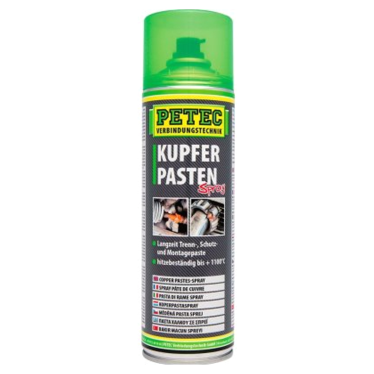 Petec Pasta Di Rame Spray 500 Ml - 70350 - Lubrificante Per Alte Temperature Fino A 1100°C, Antigrippaggio Per Fili E Tubi Di Scarico