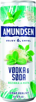 Míchaný nápoj Amundsen vodka & soda bezinka a máta