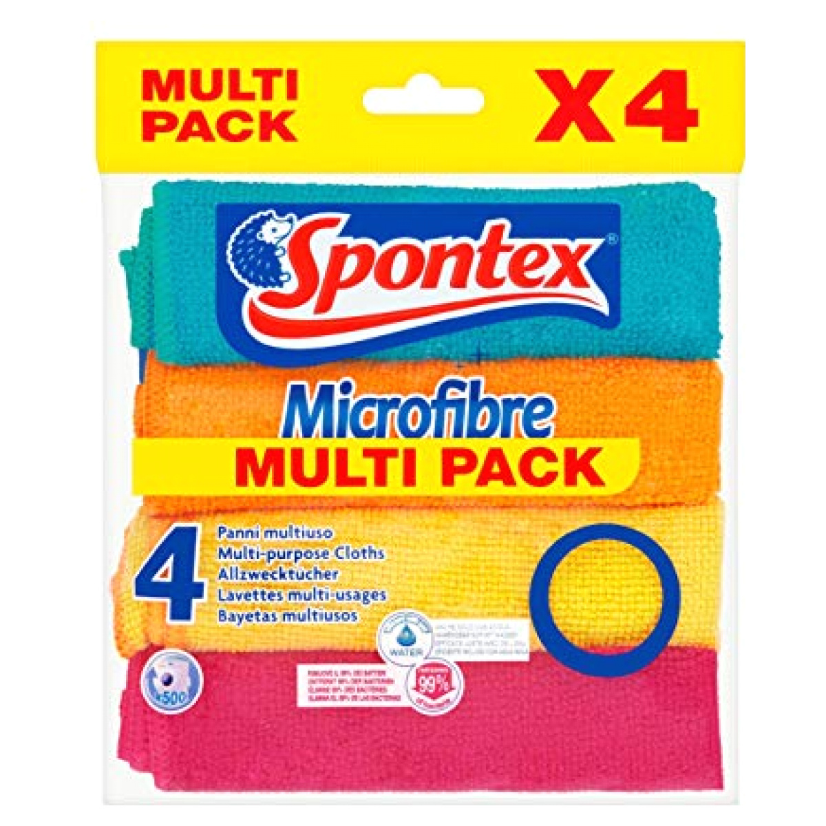 Spontex Microfibre Flur 2 Stück – Hochwirksame Mikrofasertücher, Entfernt 99% Der Bakterien