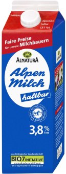 Mléko Alpské bio Alnatura - 3,8% plnotučné