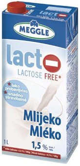 Mléko trvanlivé bez laktózy Meggle - 1,5% polotučné