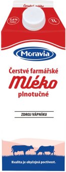 Mléko čerstvé farmářské Moravia - 3,6 % plnotučné