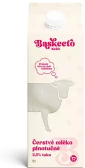 Mléko čerstvé plnotučné  3,5% Baskeeto