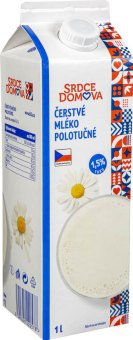 Mléko čerstvé Srdce Domova - 1,5% polotučné