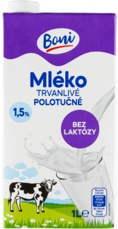 Mléko trvanlivé bez laktózy Boni - 1,5% polotučné