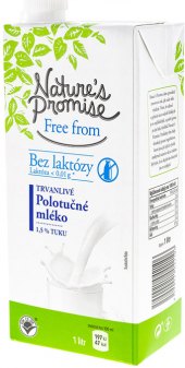 Mléko trvanlivé bez laktózy Free From Nature's Promise - 1,5% polotučné
