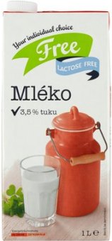 Mléko trvanlivé bez laktózy Laktose Free -3,5% plnotučné