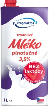 Mléko trvanlivé bez laktózy Pragolaktos  - 3,5% plnotučné