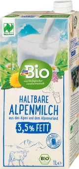 Mléko trvanlivé dm Bio - 3,5% plnotučné