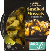 Mušle uzené v oleji Billa Premium