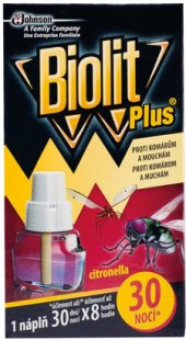 Odpařovač elektrický proti mouchám a komárům 30 nocí Plus Biolit - náplň