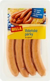 Párky vídeňské se sýrem Billa