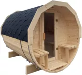 Venkovní sudová sauna s terasou