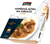 Vepřová játra na cibulce s rýží Hamé