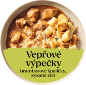 Vepřové výpečky s kysaným zelím a bramborovými špalíčky Cibule Bistro