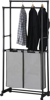 Věšák na oblečení s košem na prádlo Silver