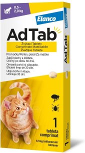 Žvýkací tablety pro kočky proti klíšťatům a blechám AdTab