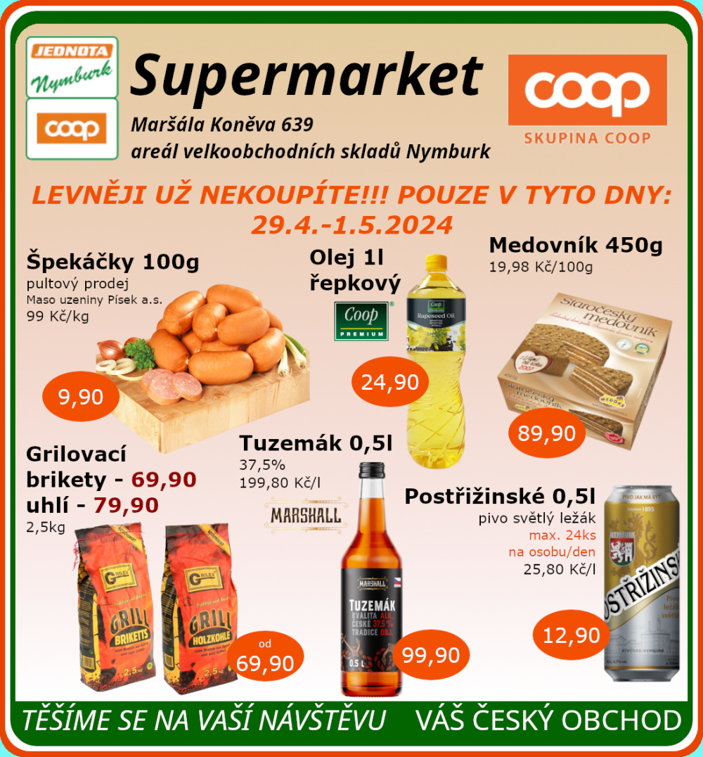 Leták COOP Jednota Nymburk Supermarket leták - strana 1