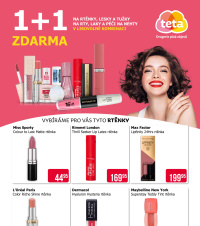 Akční leták Teta drogerie - 1 + 1 zdarma na dekorativní kosmetiku