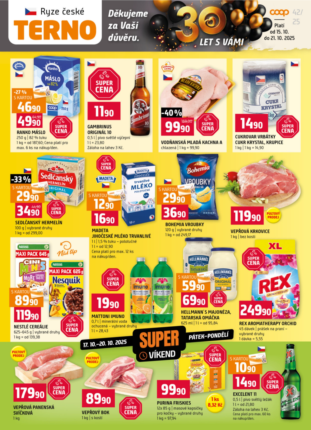 Leták Terno leták - České Budějovice, Bechyně, Třeboň, Trhové Sviny, Týn nad Vltavou, Olomouc, Hradec Králové - strana 1