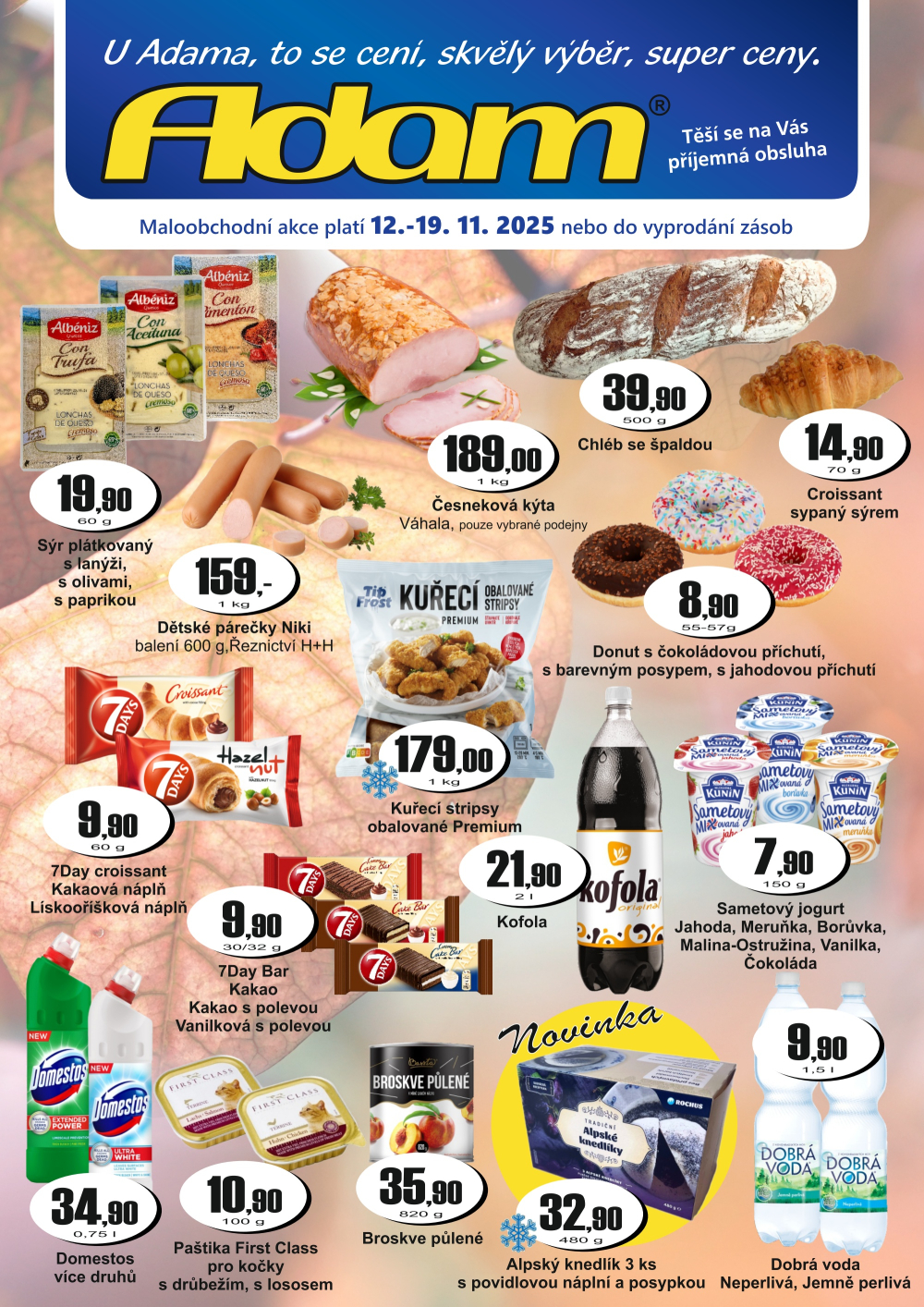 Leták ADAM POTRAVINY leták - strana 1