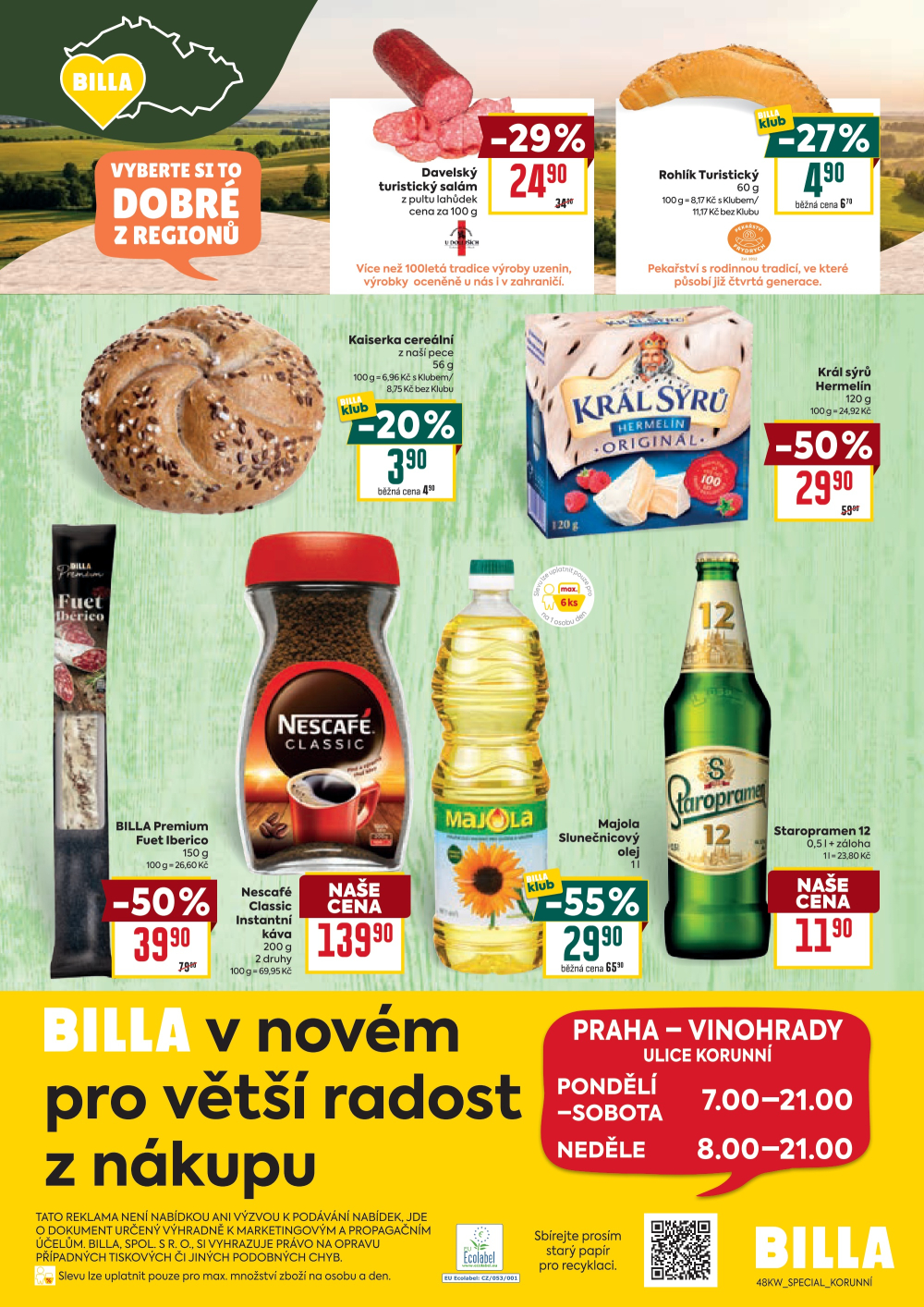 Leták BILLA leták - Praha - Vinohrady, Korunní - strana 2