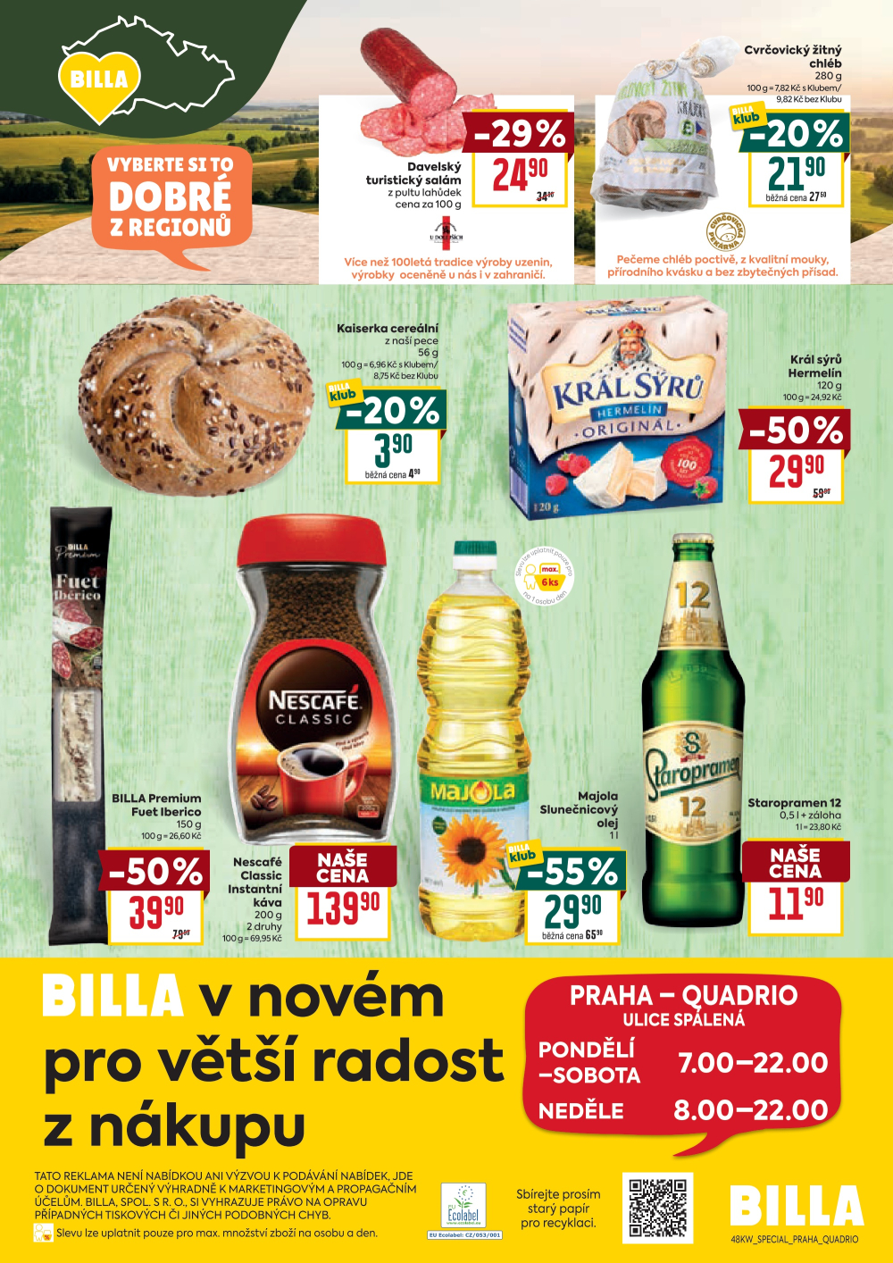 Leták BILLA leták - Praha - Quadrio, Spálená - strana 2