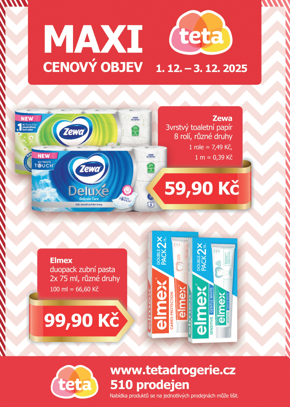 Leták Teta drogerie - Maxi cenový objev - strana 1