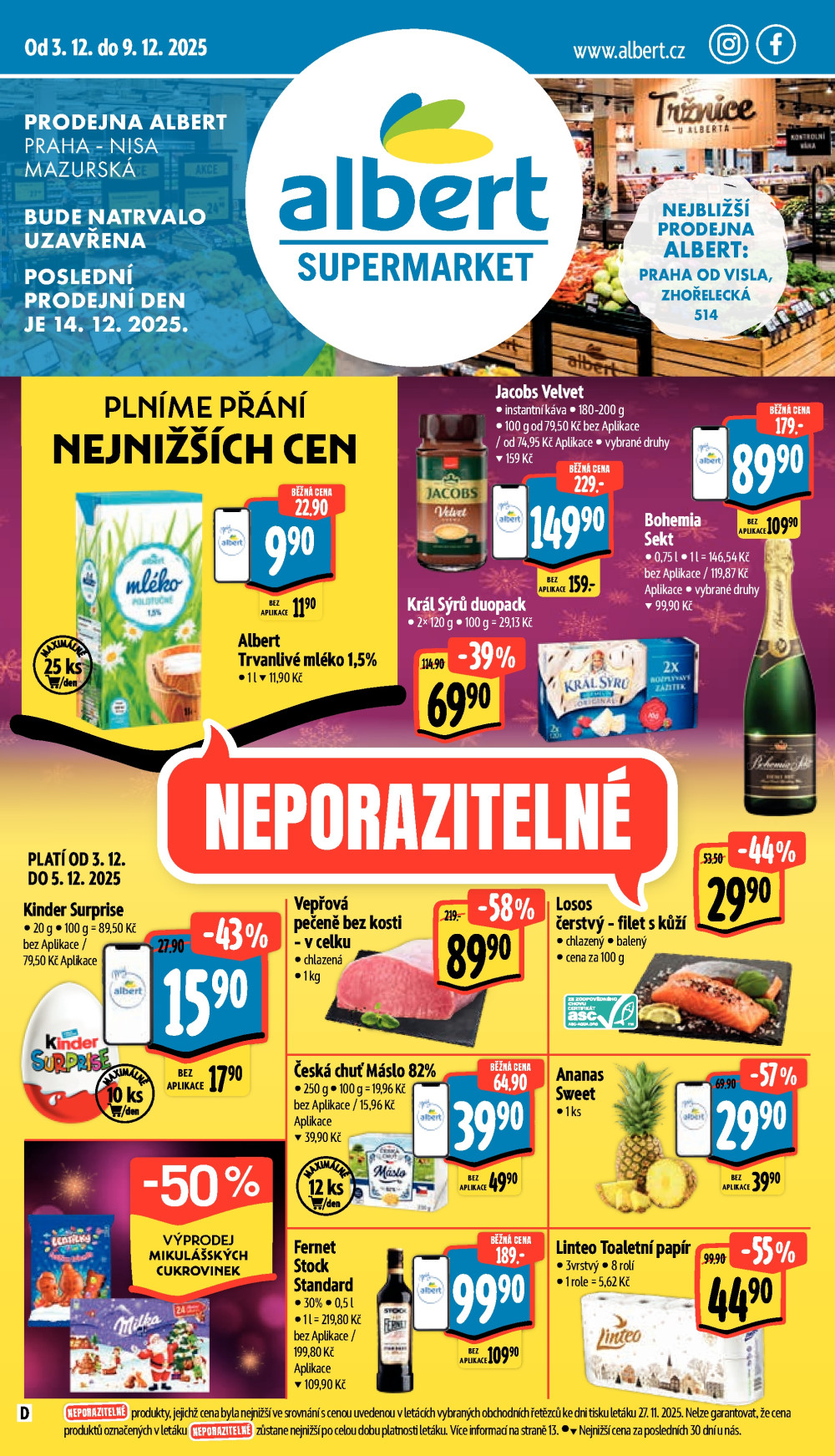 Leták Albert Supermarket leták - Praha - Nisa Mazurská - strana 1