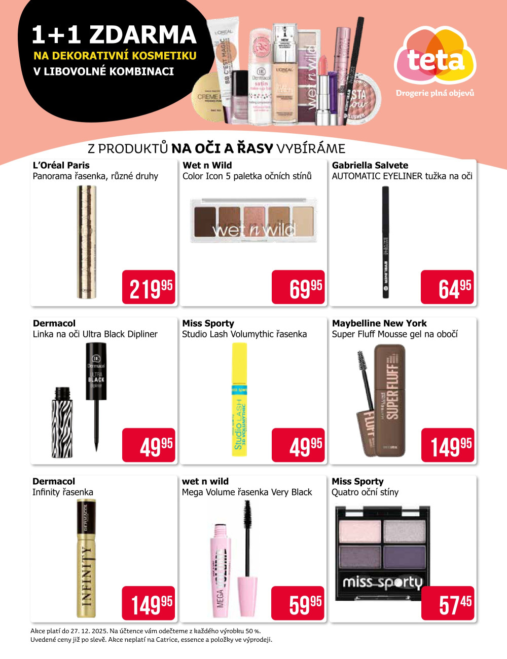 Leták Teta drogerie-  Dekorativní kosmetika 1+1 zdarma - strana 1