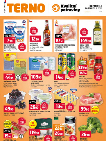 Terno leták - České Budějovice, Olomouc, Hradec Králové, Třeboň, Bechyně, Týn nad Vltavou, Trhové Sviny, Borovany
