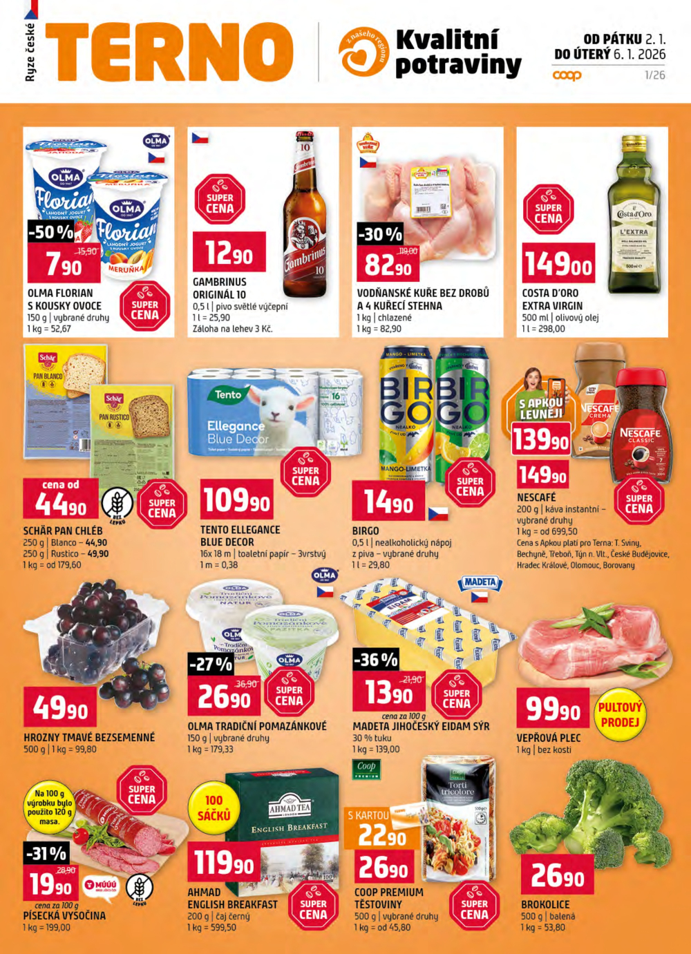 Leták Terno leták - Zlín, Český Krumlov, Prachatice, Tábor, Strakonice, Blatná - strana 1