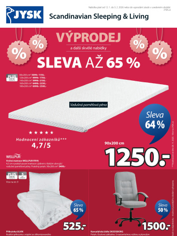 Jysk leták - Výprodej až 65 %