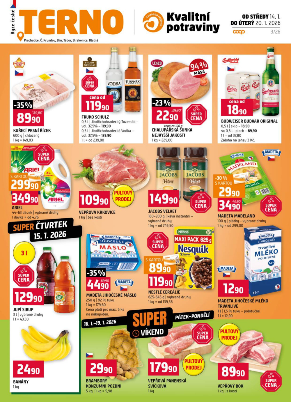 Leták Terno leták - Zlín, Český Krumlov, Prachatice, Tábor, Strakonice, Blatná - strana 1