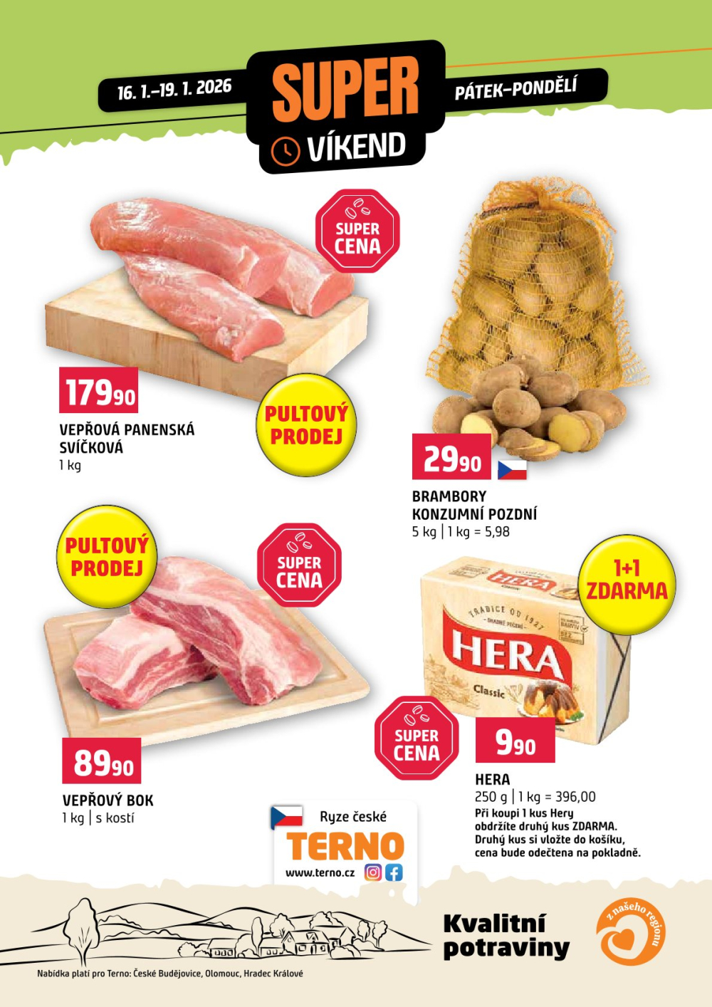 Leták Terno leták - Víkendovka České Budějovice, Olomouc, Hradec Králové - strana 1
