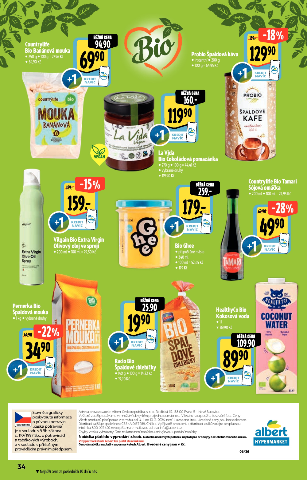 Leták Albert Hypermarket - Akční katalog Bio - strana 34