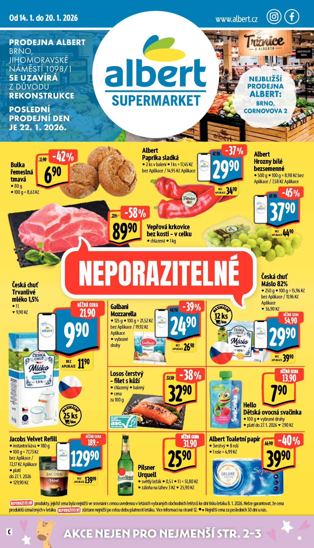 Leták Albert Supermarket leták - Brno, Jihomoravské Náměstí - strana 1