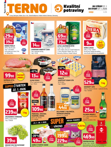 Terno leták - České Budějovice, Týn nad Vltavou, Bechyně, Třeboň, Trhové Sviny, Borovany, Olomouc, Hradec Králové