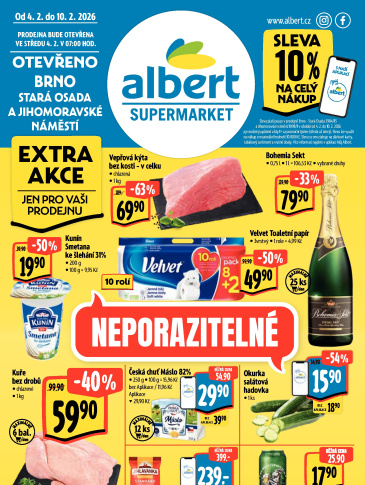 Albert Supermarket leták - Brno, Stará Osada a Jihomoravské náměstí