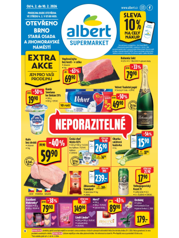 Albert Supermarket leták - Brno, Stará Osada a Jihomoravské náměstí