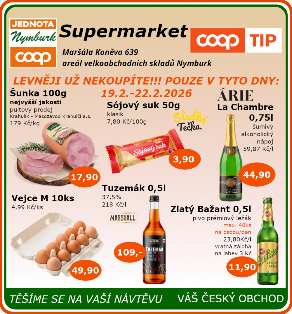 Leták COOP Jednota Nymburk Supermarket leták - strana 1