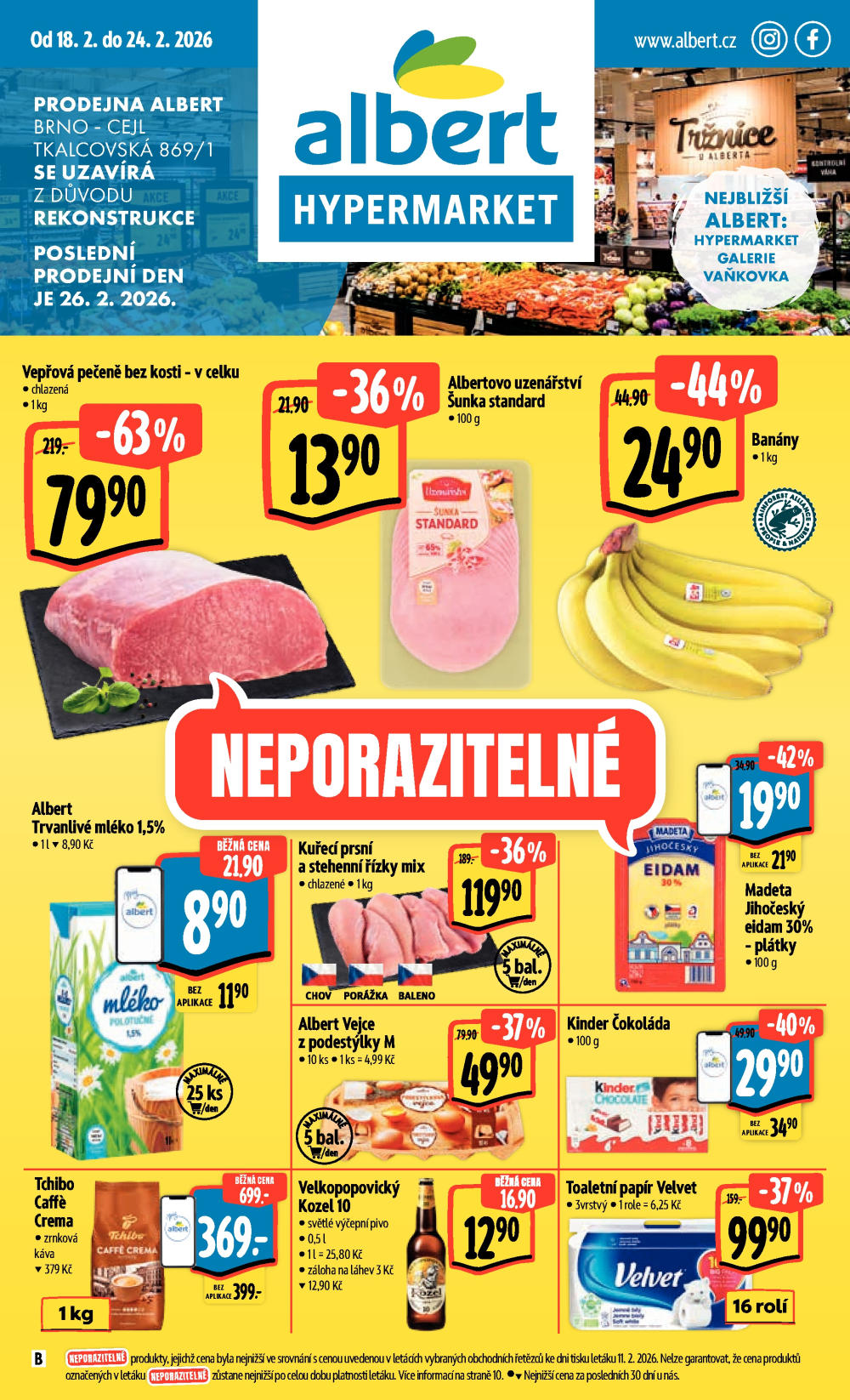 Leták Albert Hypermarket leták - Brno Cejl, Tkalcovská - strana 1